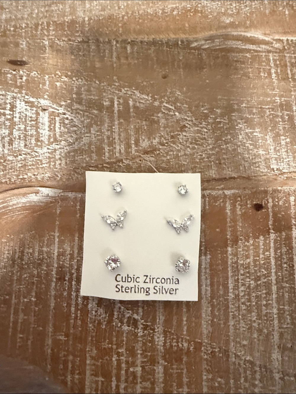 Sterling Silver Cubic Zirconia Earring Set - Silver